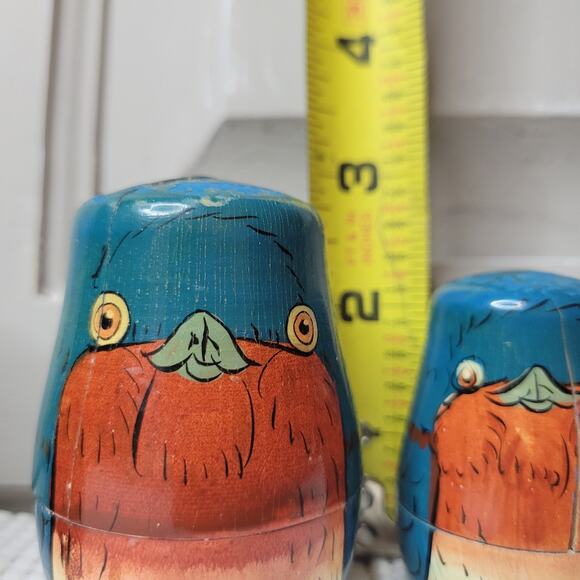 Nesting Birds (2) Red Cardinal & Blue Bird Wooden Nesting Dolls SEE DESCRIPTION - Picture 14 of 16